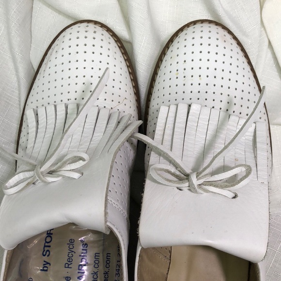 Leather White Fringe Lace Loafers 38 - Picture 5 of 8